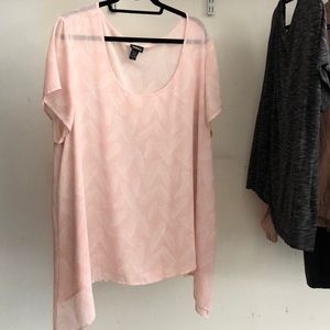 Pink feather sheer top